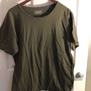 Kith blank frayed tee in dark green